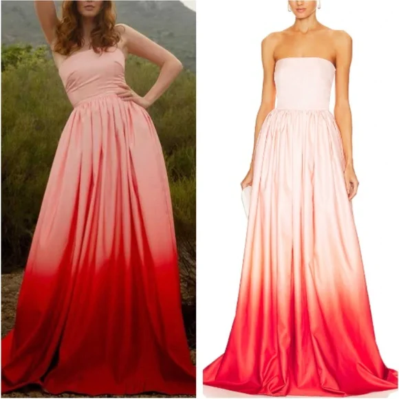 NWT SAU LEE Revolve Teigen Gown Maxi Dress Blush Red Ombre Event Party Cocktail - Picture 2 of 15